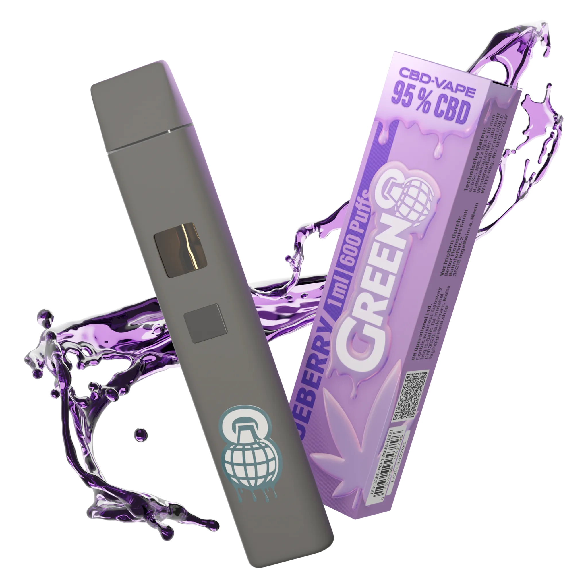 Green8 - Blueberry - CBD Vape 1ml