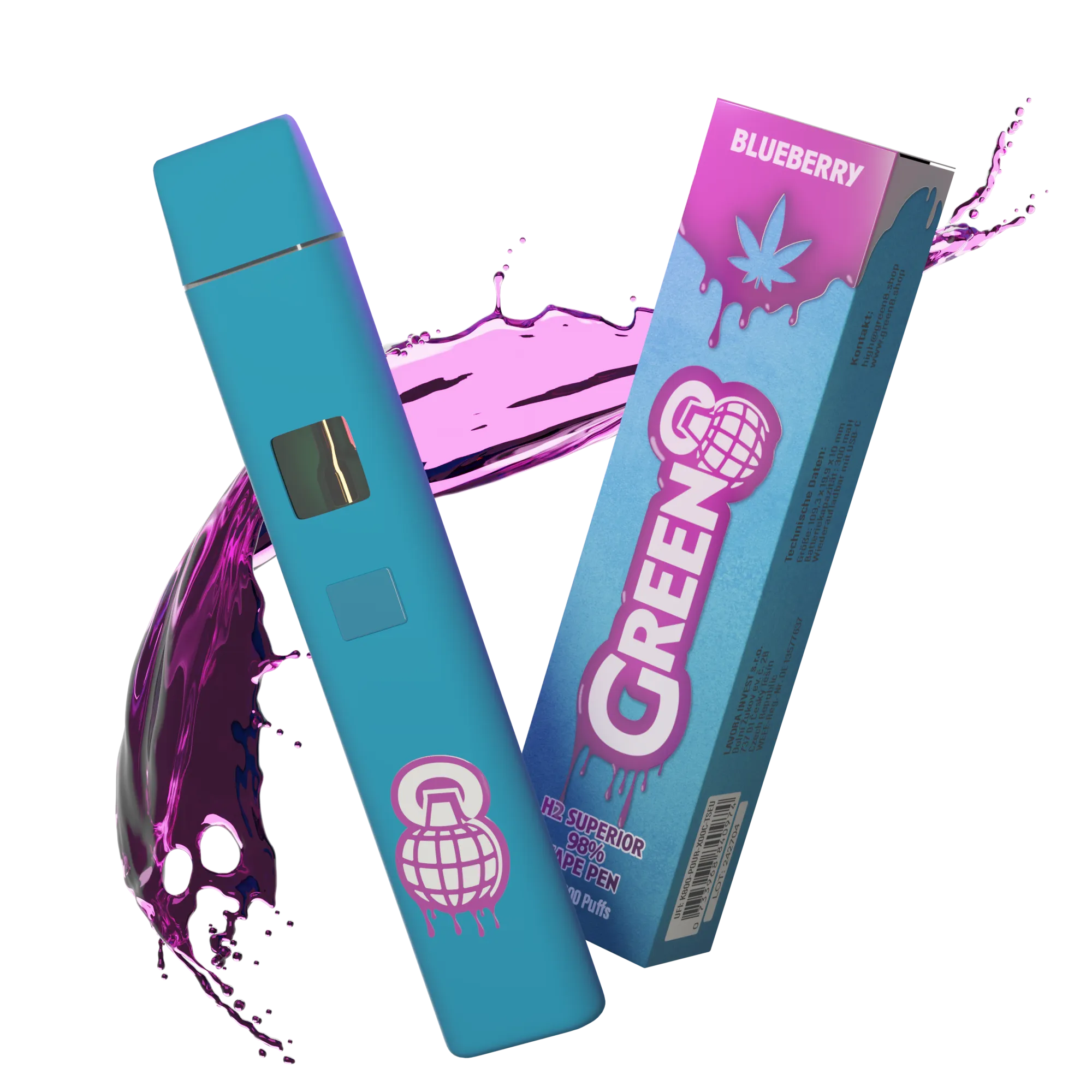 Green8 - Blueberry - H2 Superior Vape 1ml